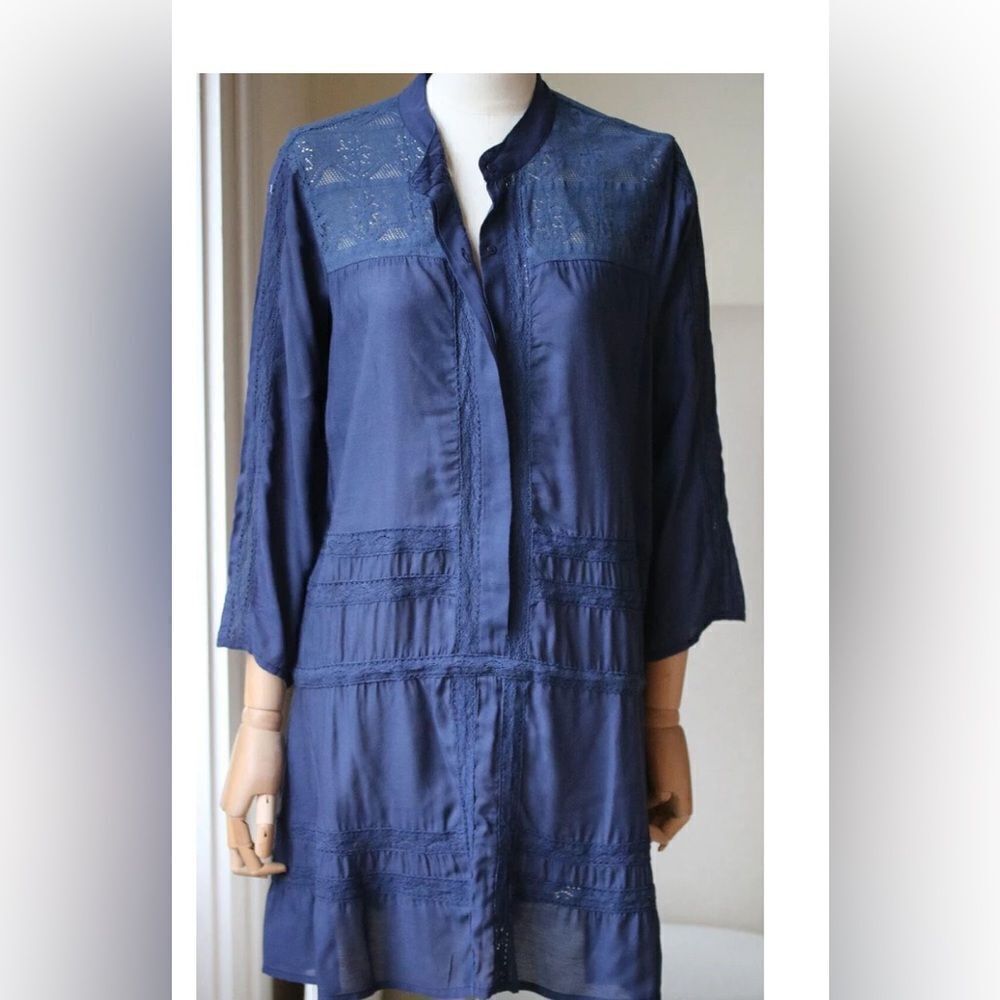 NWT MELISSA ODABASH Nicole Cover-Up Swim Beach Dress Navy Crochet Size Small